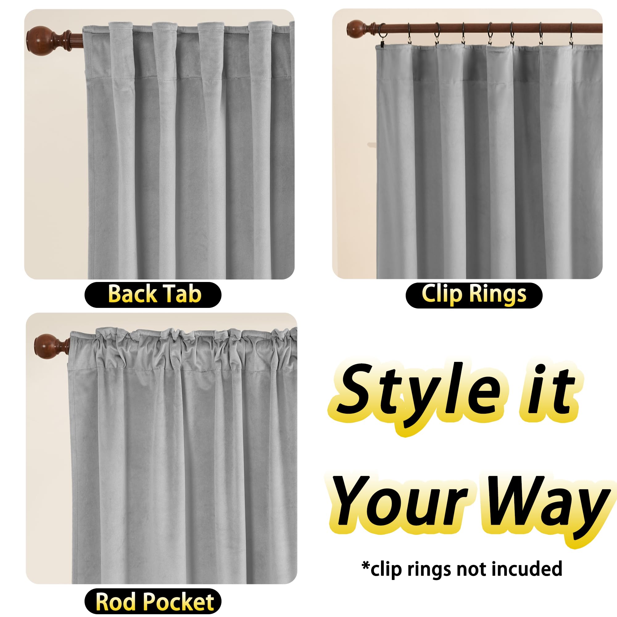 Amazon｜Timeper シルバー グレー プリーツバック タブ ベルベット