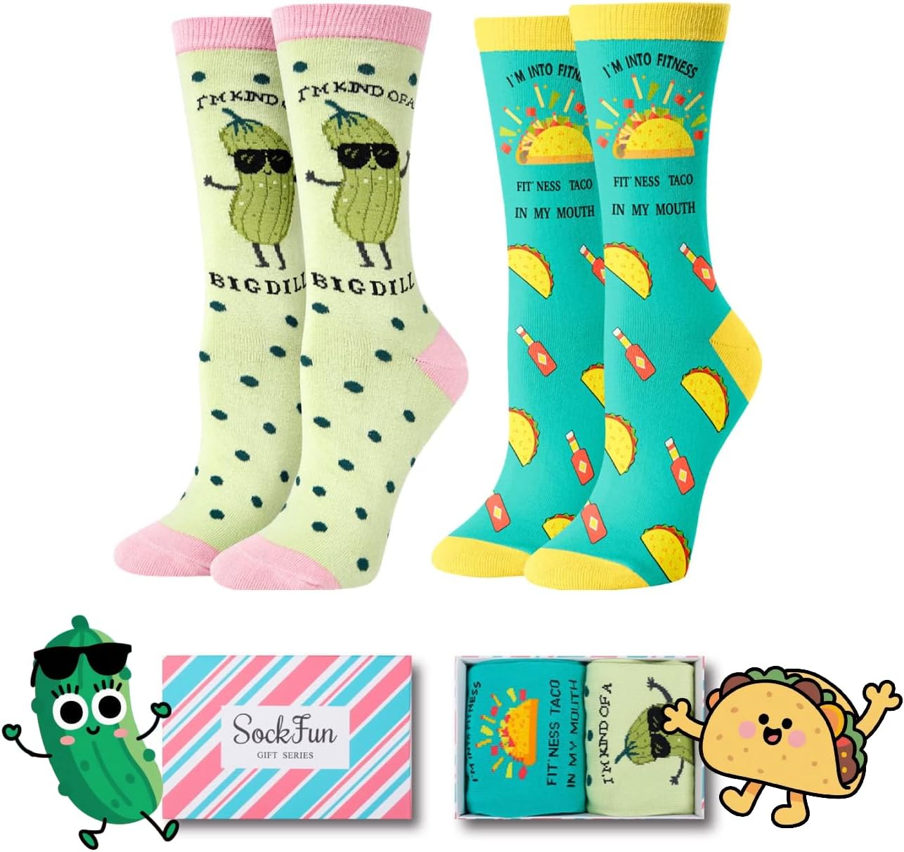 Calcetines Divertidos para Mujer - Juego de Regalo 2 Pares