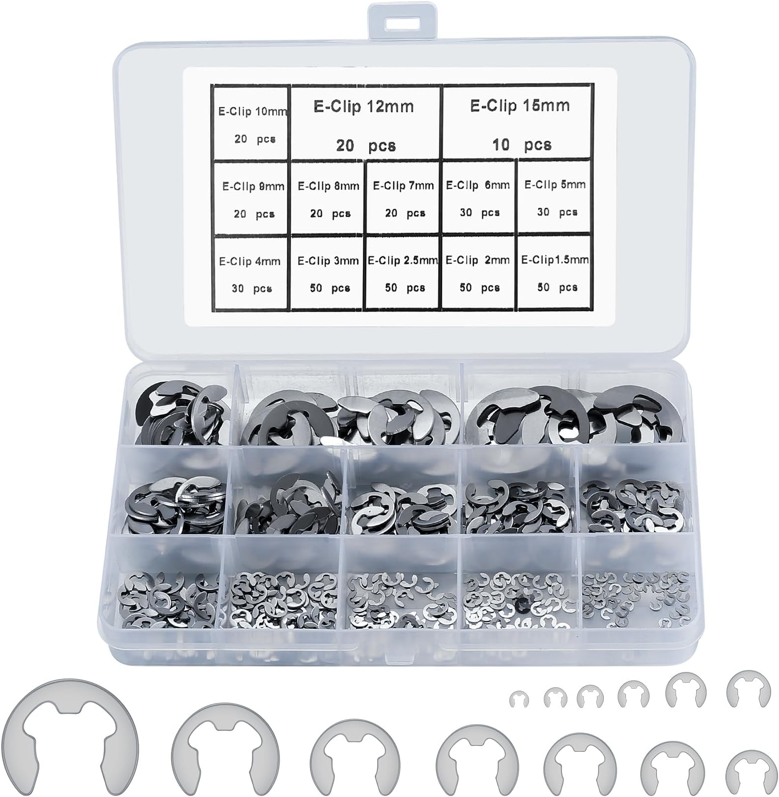 Hilitchi 150Pcs [15SIZE] Alloy Steel Internal Circlip