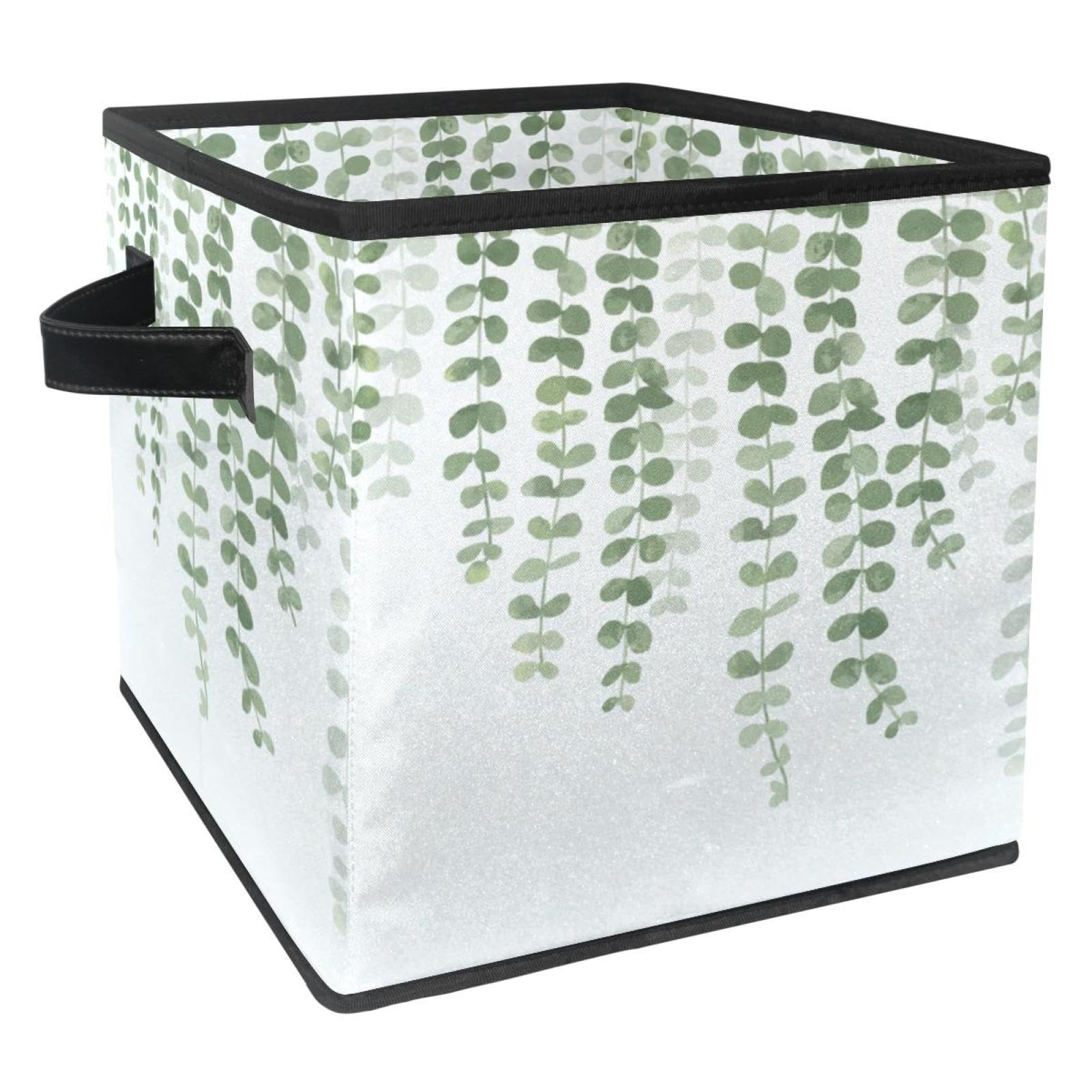 Boîte de rangement en tissu pour chambre et jouets d'enfant motif feuille