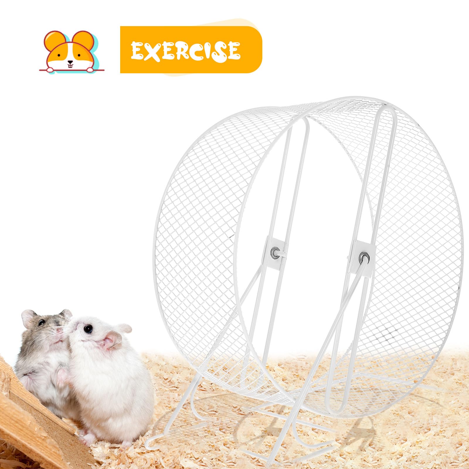 VALICLUD Leises Hamster Laufrad Metall Weiß Größe 26 Laufrad für Eichhörnchen und Andere Kleintiere zur Beschäftigung