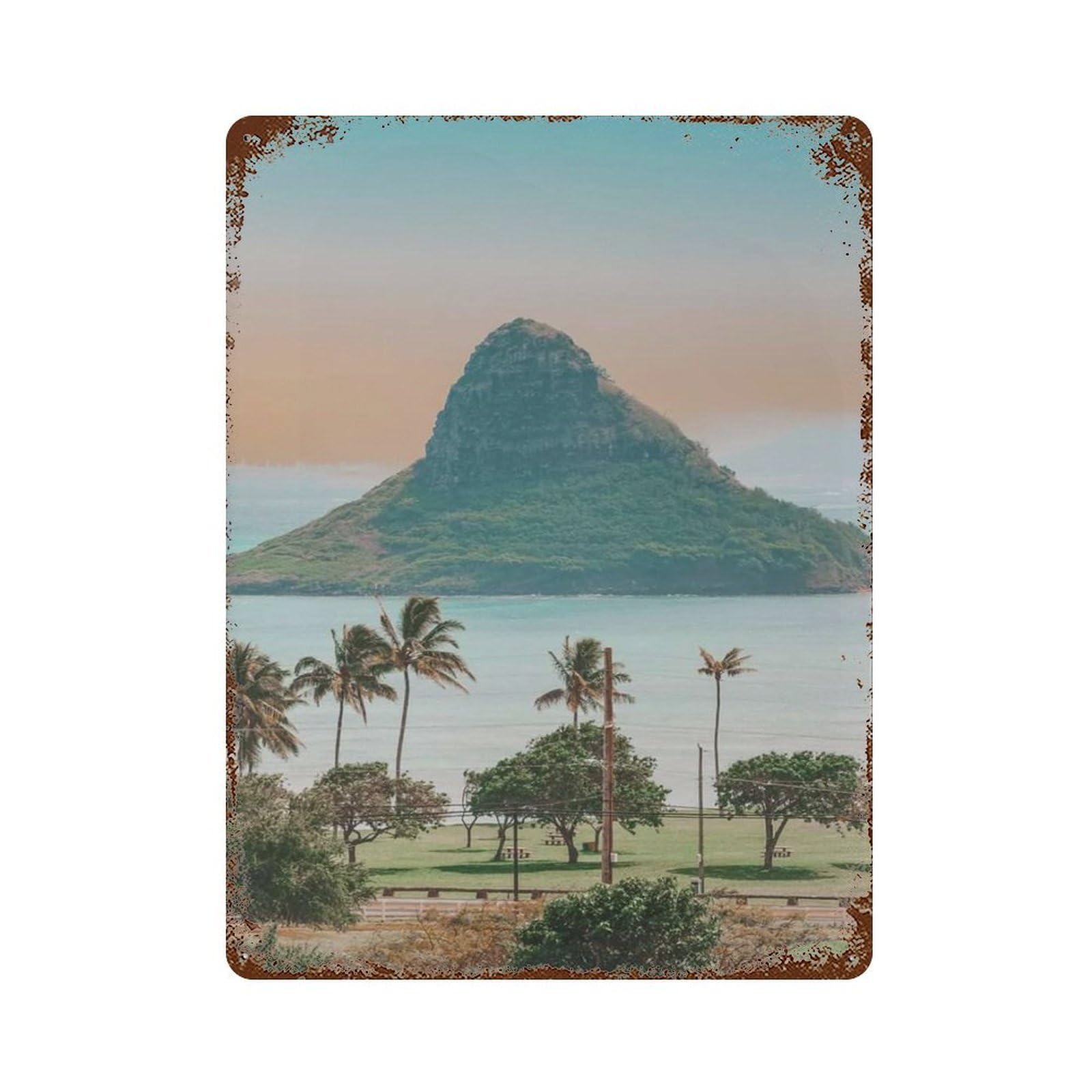 xiaoxiaoshen Cityscape Oahu Street Wall Decor Art Metal Tin Poster Modern Home Decor Art Home Bar Shop Decorations Vintage Sign 40x30cm