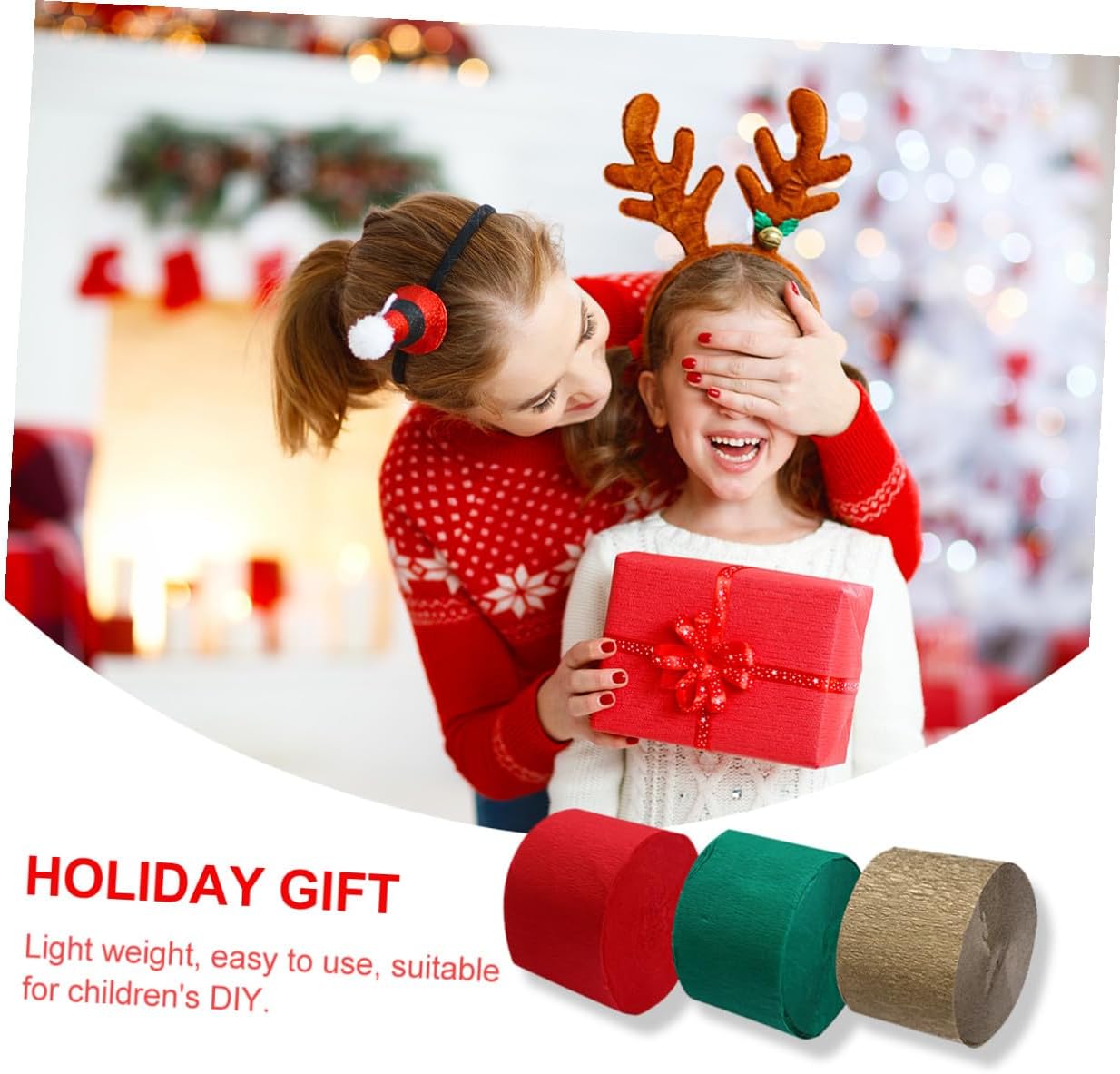 AKOOSY 9pcs Crepe Paper Streamers Roll Set Red Gold Dark Green for Halloween DIY Party Decorations Wrapping Paper Crafts