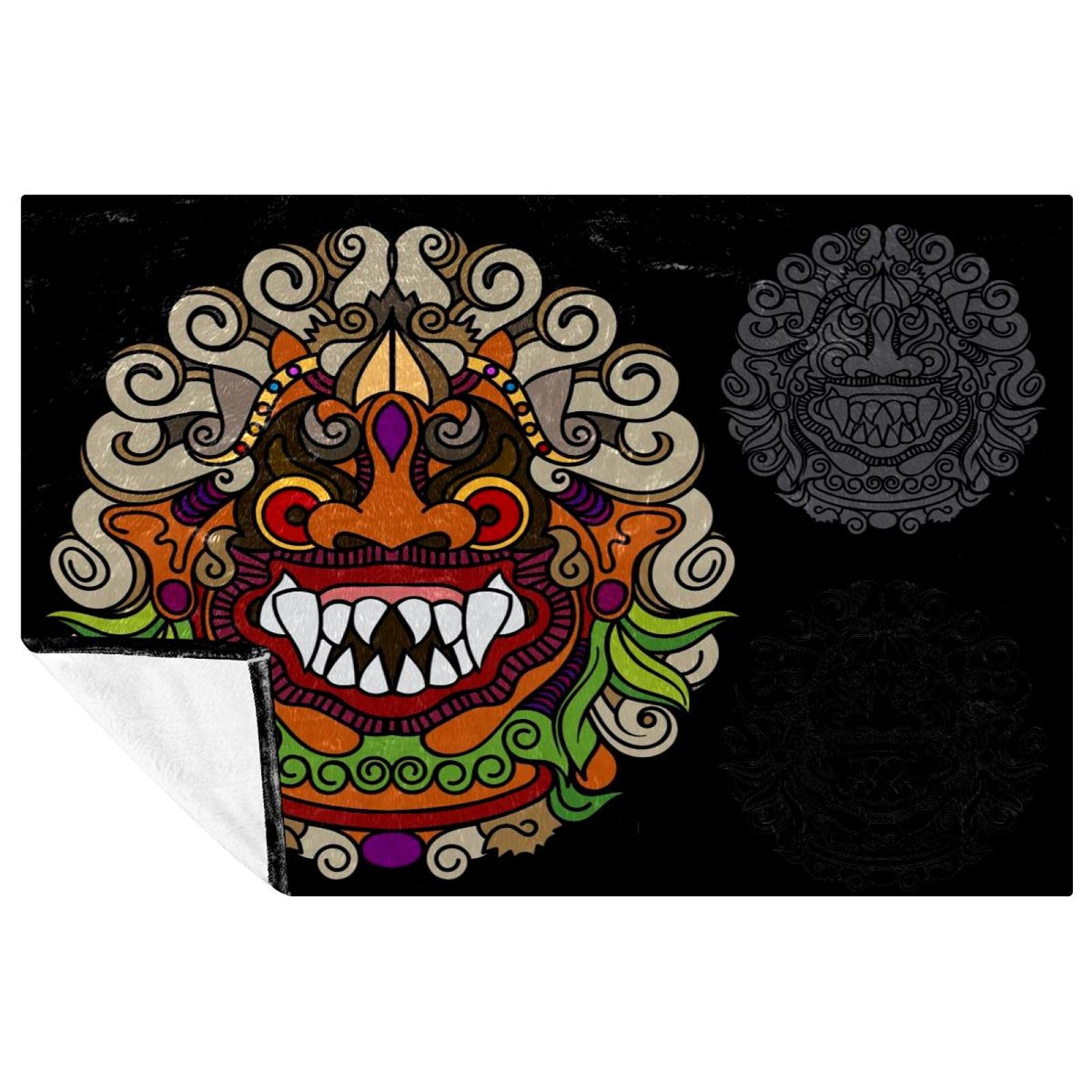Couverture chaude pour pique-nique et camping au motif de lion chinois