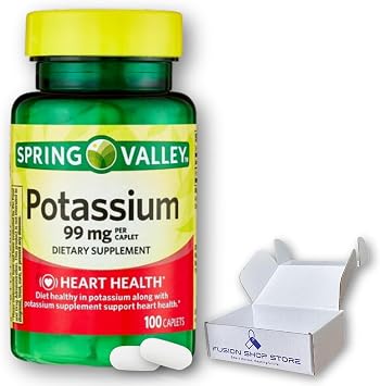 Potassium 99mg- 100 Caplets Pack of 1, Boxed by Fusion Shop Store