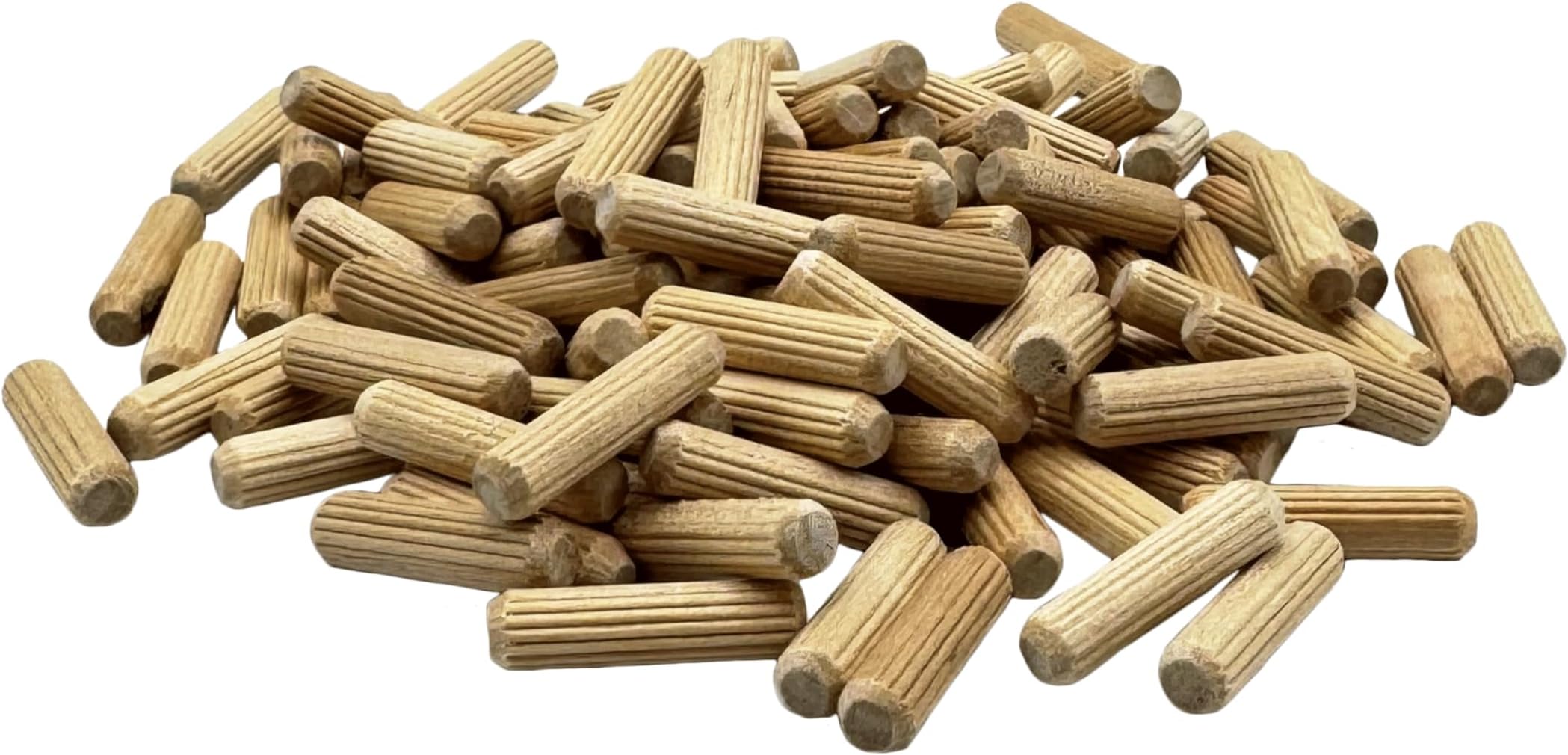100 Pack 1/4" x 1" Wooden Dowel Pins Wood Kiln Dried Fluted and Beveled, Made of Hardwood in U.S.A. …