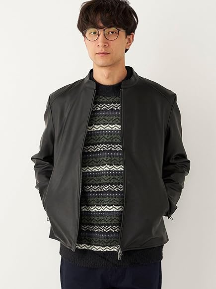 Amazon | [シップス カラーズ] ジャケット 手洗い可能 フェイクレザー 
