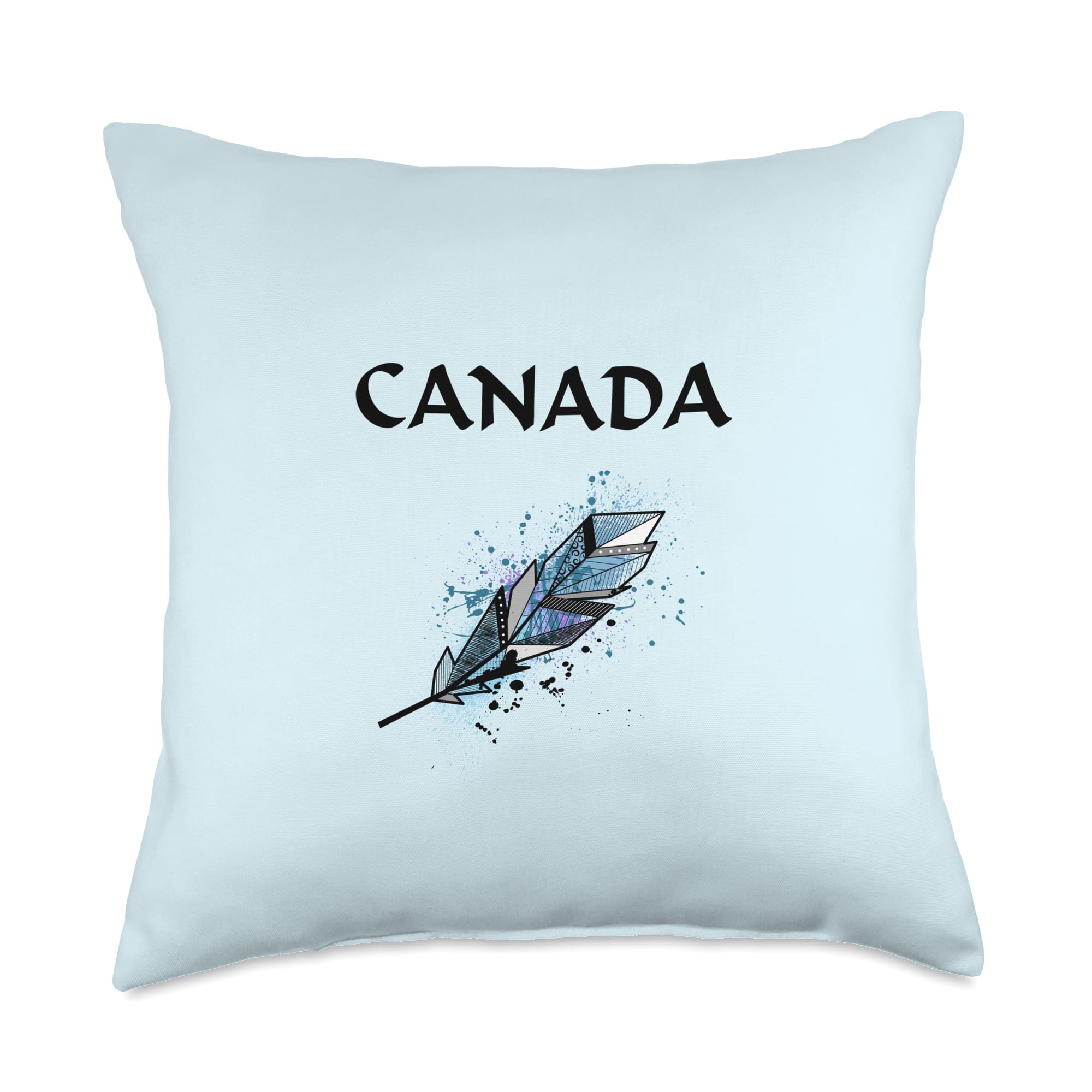 Canada First People Blue Feather Color Throw Pillow