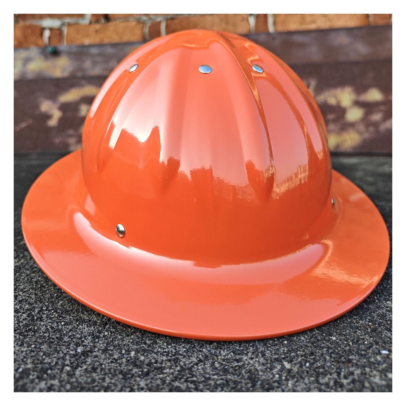 Casco a tesa larga in lega di alluminio ad alta resistenza, rimovibile e regolabile, fodera ammortizzante per il sudore, fascia per cappello rivettata, adatto per circonferenza della testa 54-61 cm