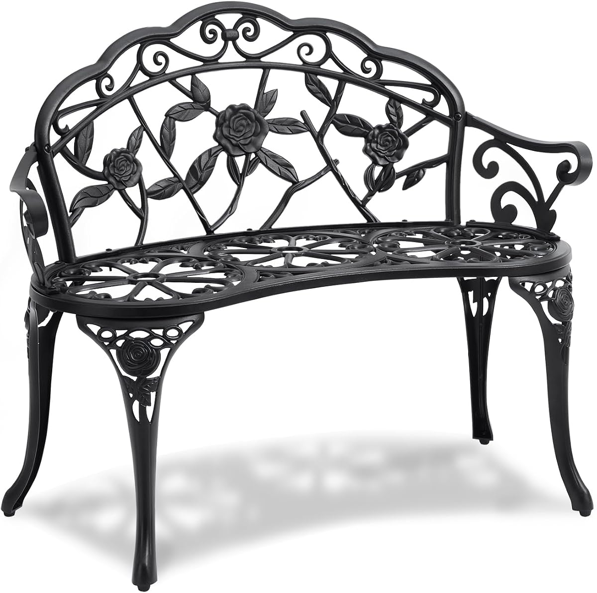 VEVOR 480 lbs Load Capacity, 38.8 inches Metal, Outdoor Backrest and Armrests, Patio Bench for Garden, Park, Yard, Front Porch, Black