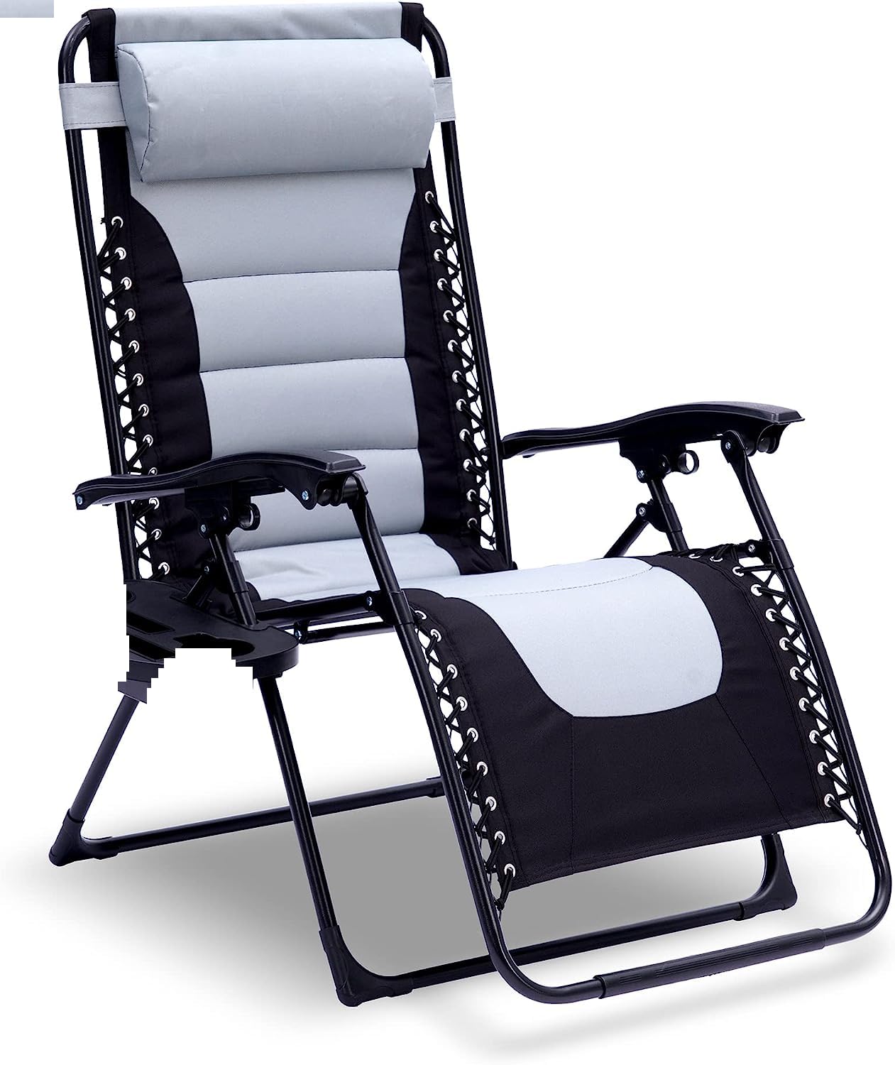 STAR WORK Stainless Steel Zero Gravity Chair, Lawn Chair Recliner Lounge, Portable Camping Folding Beach Chair With Removable Pillow (Grey Star)-image-19