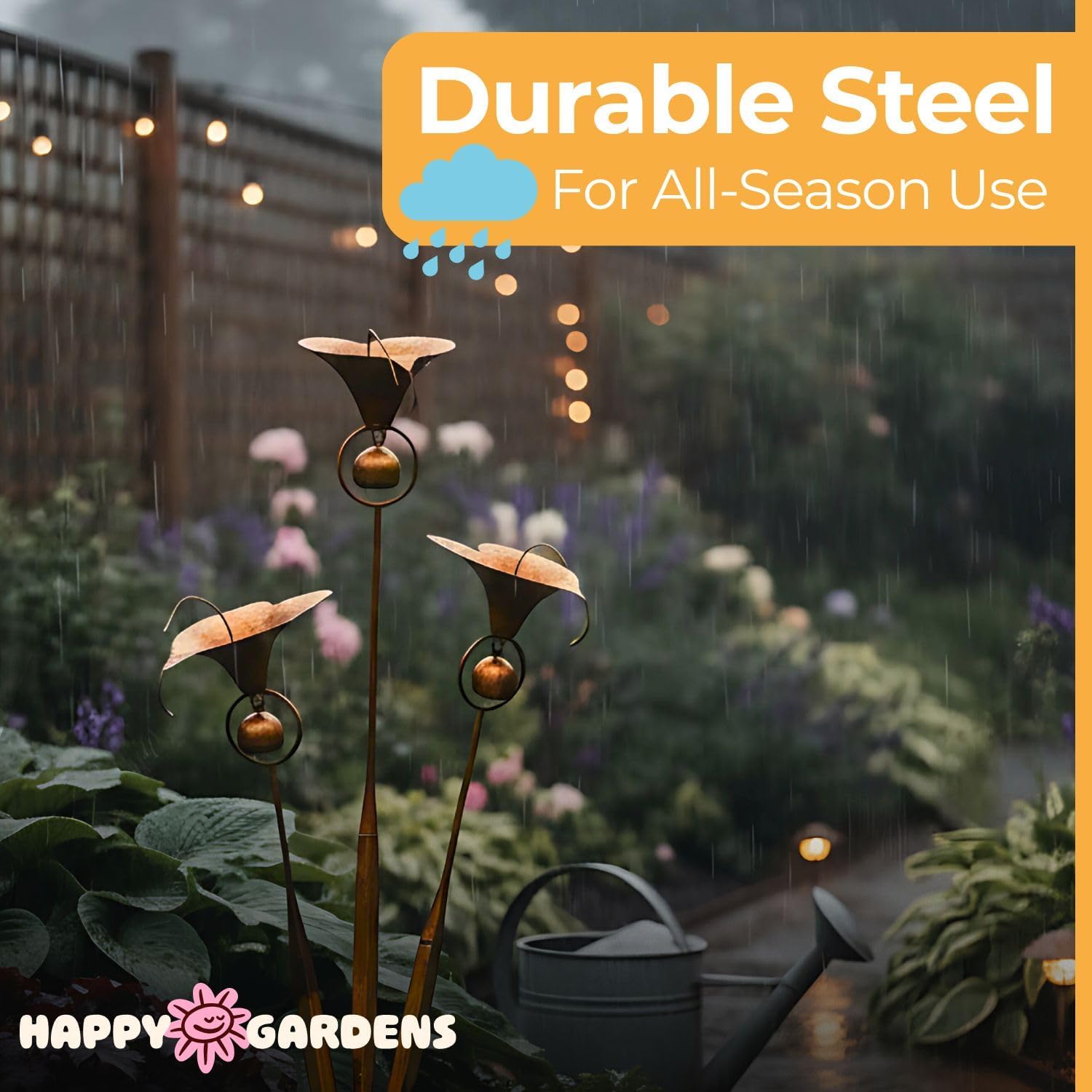 Happy Gardens Calla Lily Garden Stake with Bells | Bronze Outdoor Lillies Flower Decorations