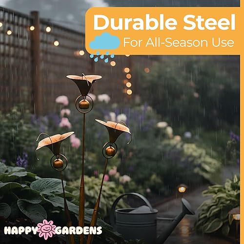 Miniatura 5 de Happy Gardens Estaca de jardín de lirio de cala con campanas Decoraciones de flores de lirios de bronce para exteriores