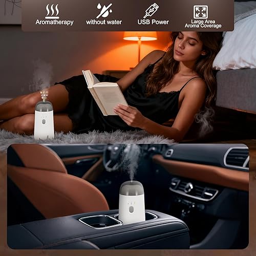 Miniatura 7 de Difusor sin agua para aceite esencial, máquina de aroma de aire portátil, difusores de aromaterapia recargables inteligentes con luz LED de 7