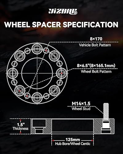 Miniatura 10 de YIZBAP 2 adaptadores de rueda centrados de 8x170 a 8x200, adaptadores de rueda de 2 pulgadas 0.315x6.693 in a 0.315x7.874 in, orificio del cubo de