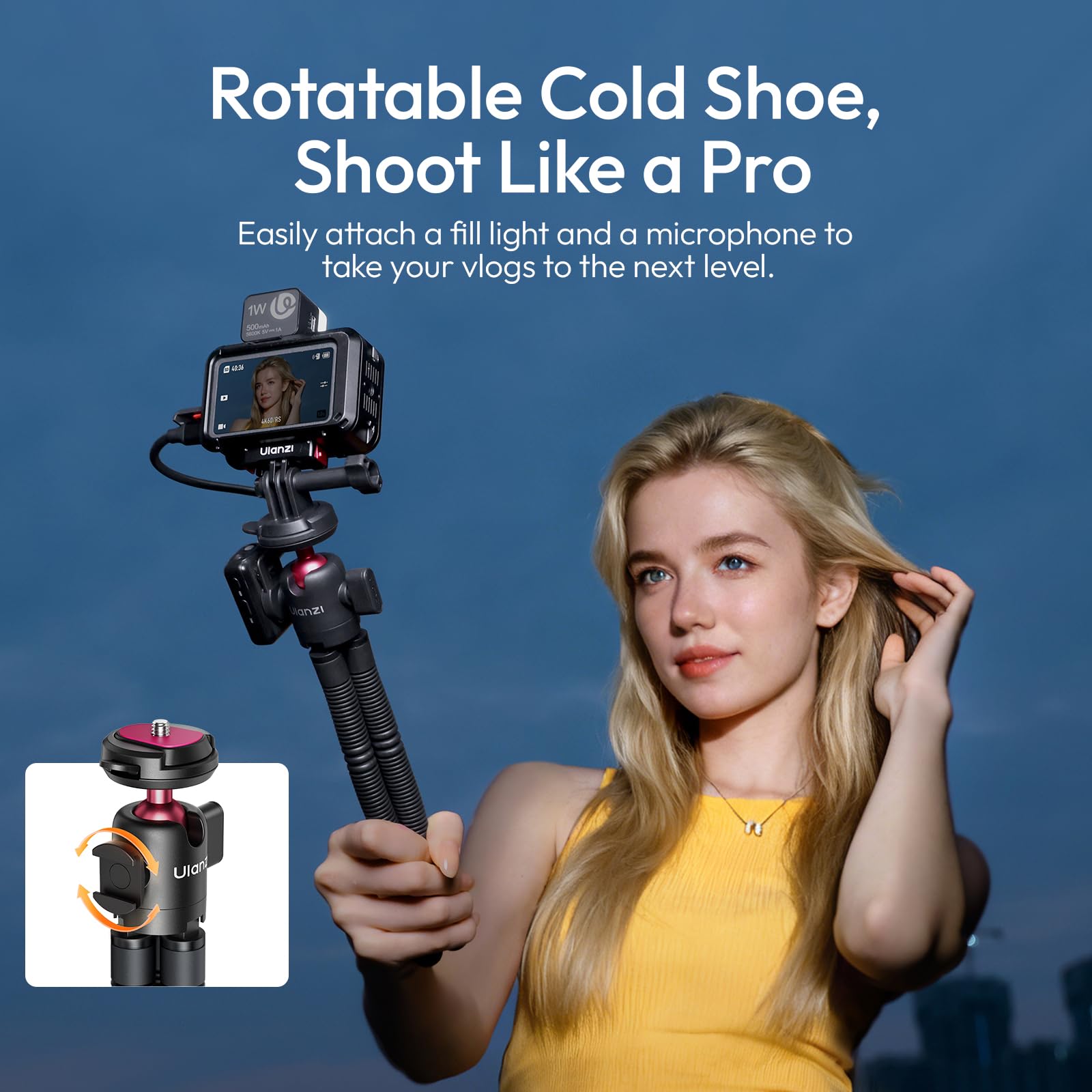 ULANZI MT91 Flexibler Handy Stativ mit Schnellverschluss, Flexibler Selfie Stick mit Bluetooth Fernauslöser, Action Kamera stativ und Handyhalterung; Handy stativ kompatibel mit iPhone und Samsung