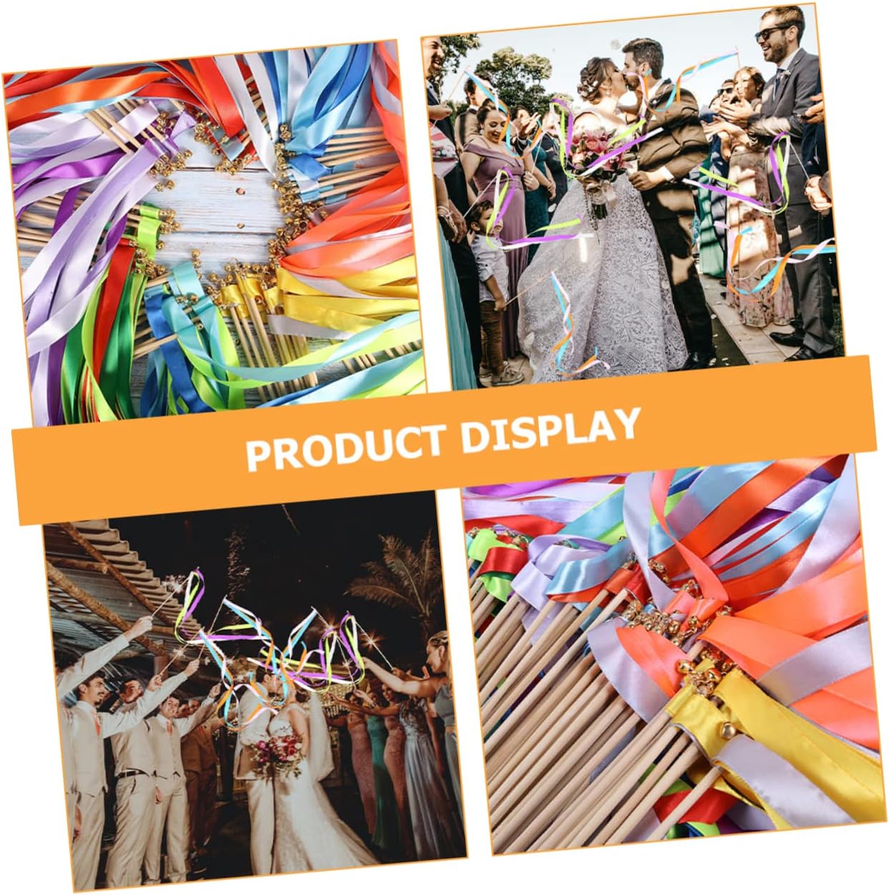 20pcs Ribbon Stick Wedding Send Off Decorative Streamer Wands Ribbon Fairy Stick Wedding Streamers Ornaments Wedding Fairy Wand Wedding Decors Party Streamers Wands Party Decor