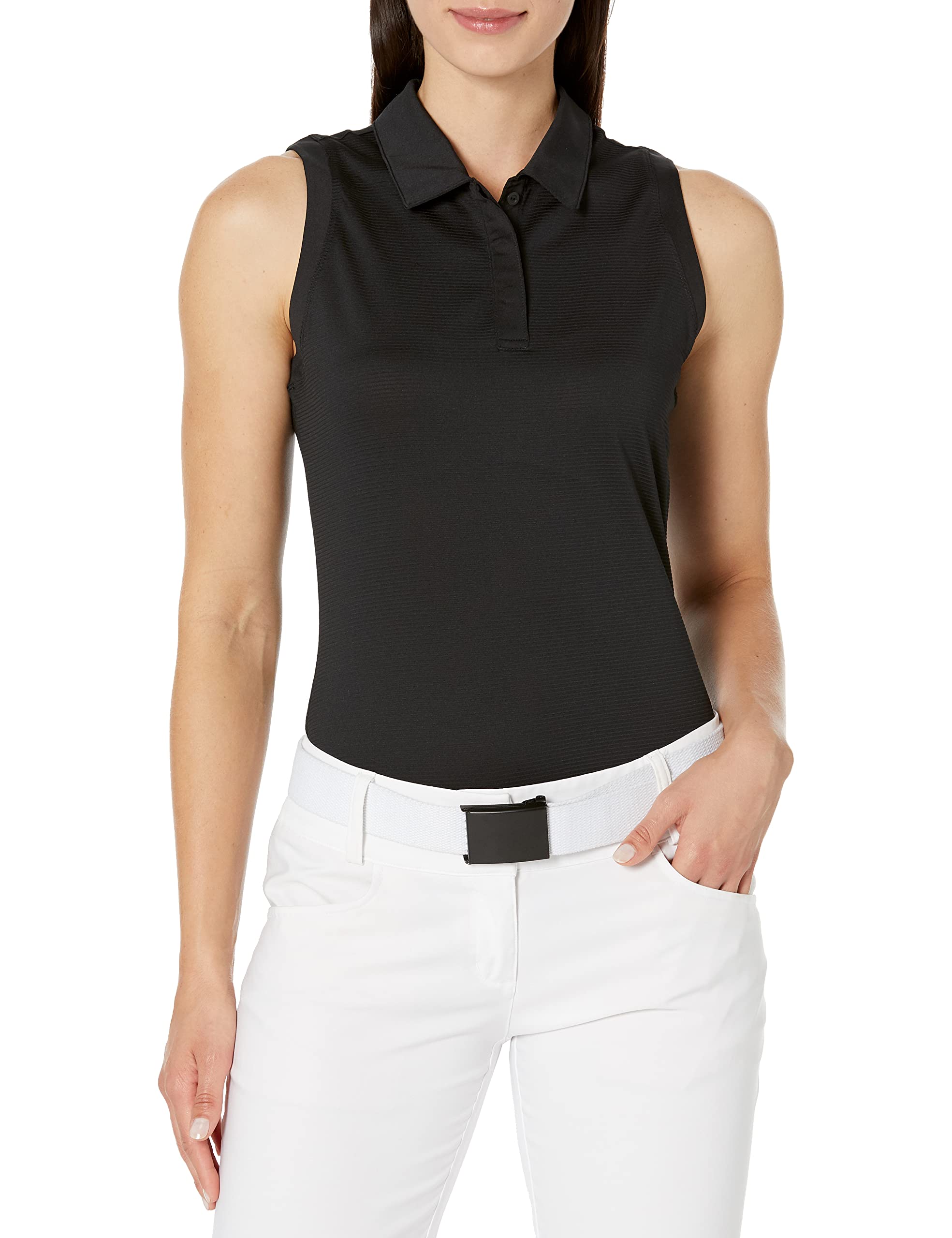 adidas Golf Women's Standard Sleeveless Polo Shirt, Black, Large