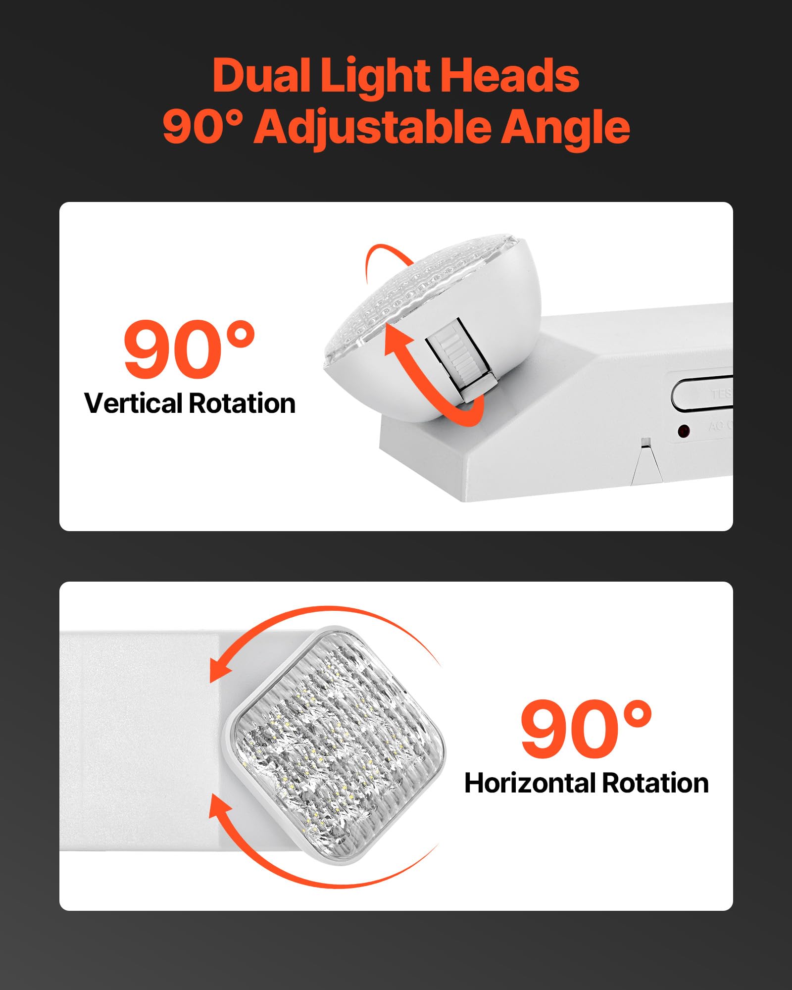 VEVOR Set di Lampada Emergenza LED da Incasso da Parete, Plafoniera Emergenza Uscita da 12 pezzi, Faretti LED per Uscita da Incasso da Parete con Teste Quadrate, CA 120/277 V, Potenza Nominale 3 W