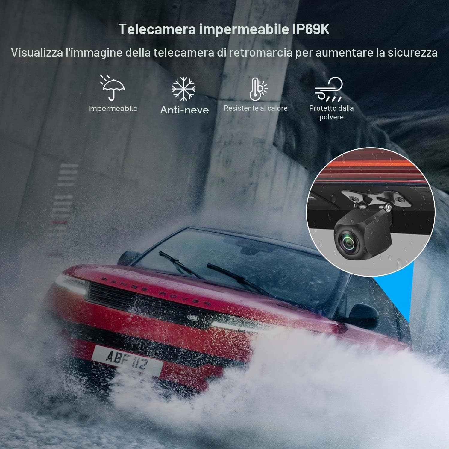 Telecamera di retromarcia WiFi, 5G 1080P HD, telecamera di retromarcia per iPhone, iPad, smartphone Android, tablet con ampio angolo di visione di 170 gradi