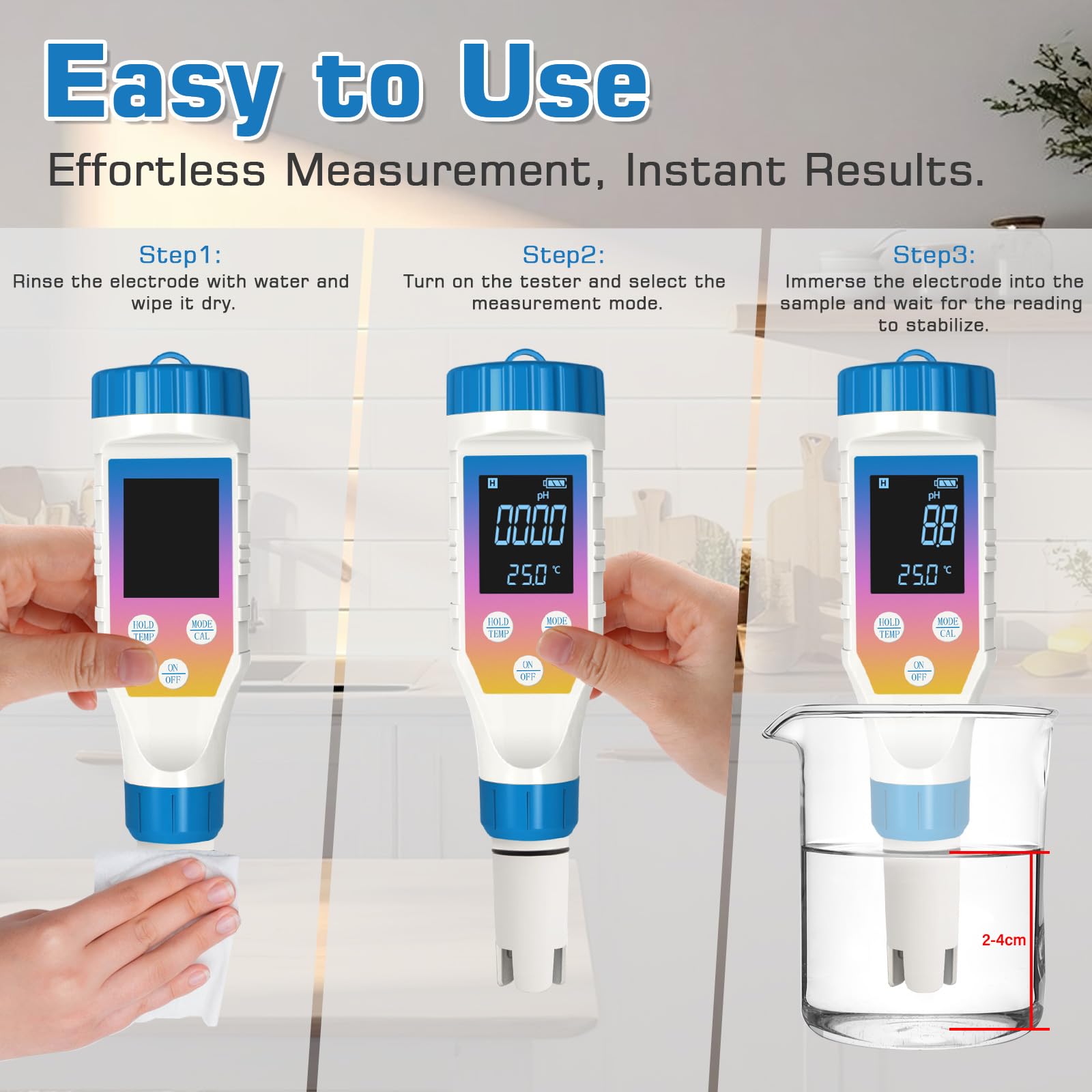 7 in 1 pHmetro per acqua, Kit pH/H2/TMEP/EC/TDS/ORP/SALINITÀ, Tester di Salinità per Acquari, Misuratore ORP per Acqua Ricca di Idrogeno, Misuratore TDS e EC per Idroponica