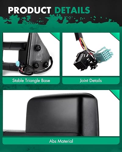 Miniatura 77 de SCITOO Espejo de remolque plano superior de repuesto con lente de espejo lateral izquierdo del conductor compatible con 1988-1998 para Chevy