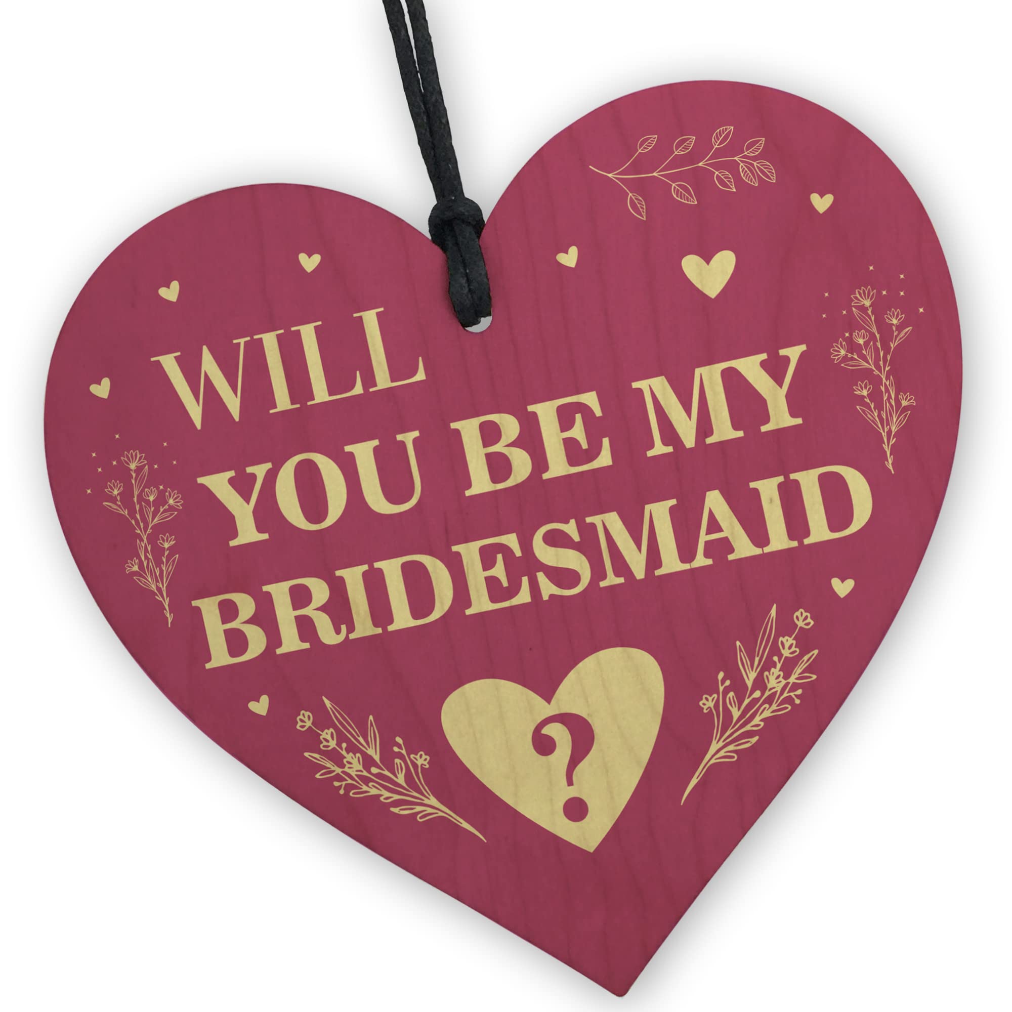 Red Ocean Will You Be My Bridesmaid Gifts Bridesmaid Proposal Gifts Wooden Hanging Heart Plaque Gift Wedding Friendship Gift Sign for Sister Friends Family