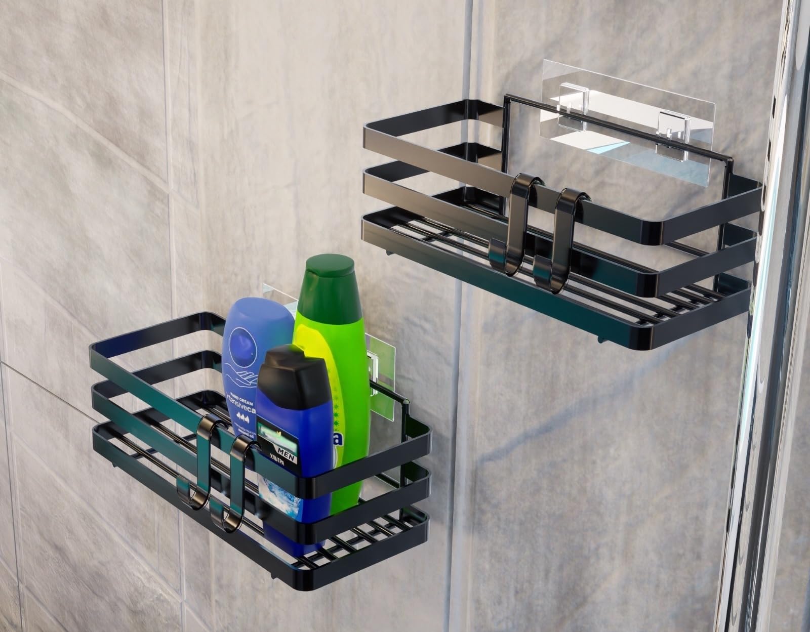 Mensole Adesive Per Cucina - 2 Pezzi Nero Organizer Spezie - Foto 3