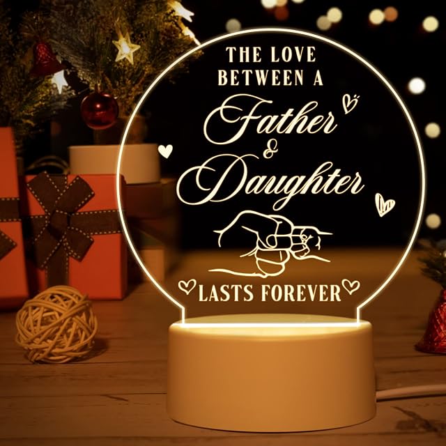 Gifts for Dad, Dad Gifts from Daughter, Valentines Day Gifts for Dad, Birthday Gifts for Dad Acrylic Night Light, Father Daughter Gifts Idea, Father Gifts from Daughter, Gifts for Father in Law