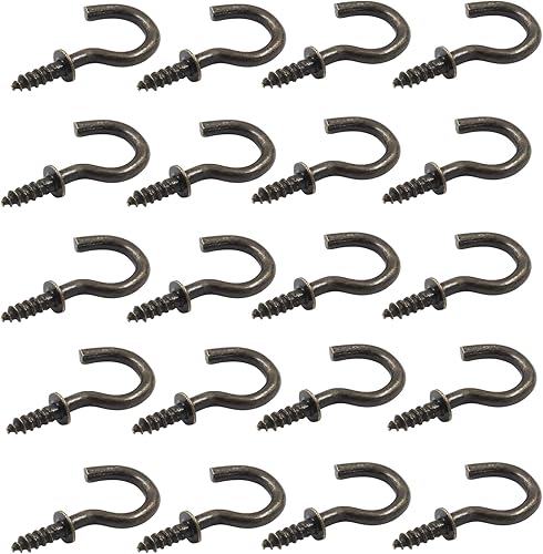 Miniatura 3 de Bonsicoky 120 ganchos de tornillo de 12 pulgada, gancho de pared de techo de metal niquelado para colgar, bronce