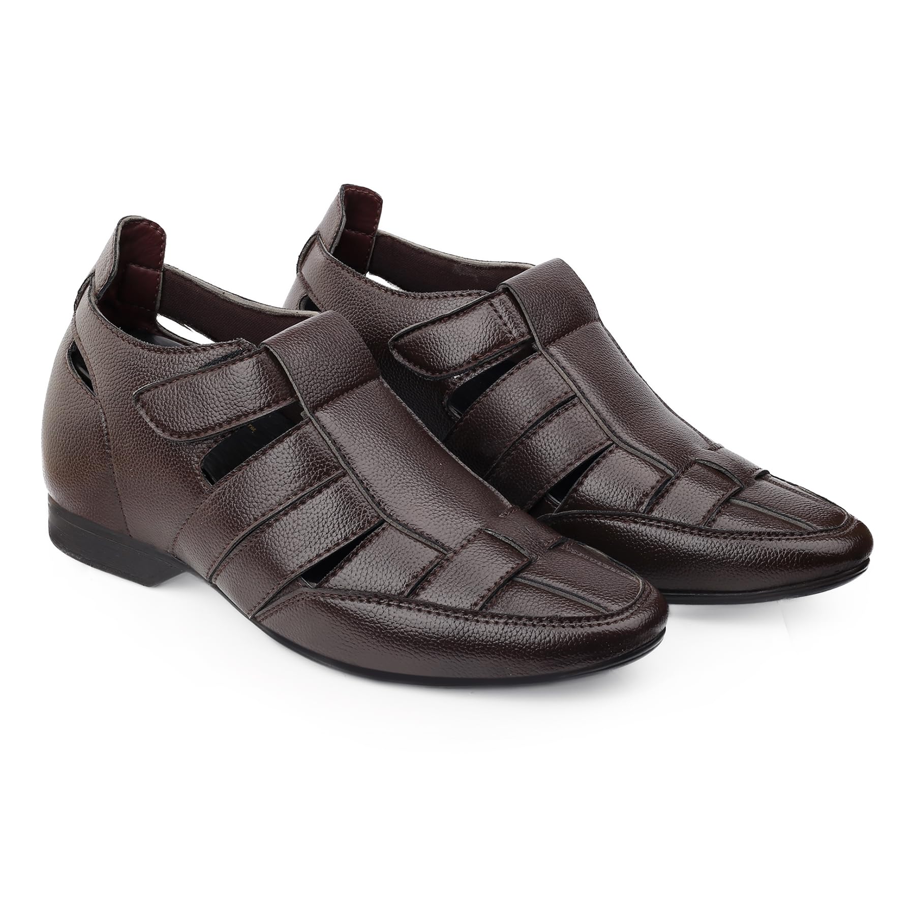 Men's 3 Inch Hidden Height Increasing Faux Leather Material Casual Formal Slipon Outdoor Sandals.-image-31