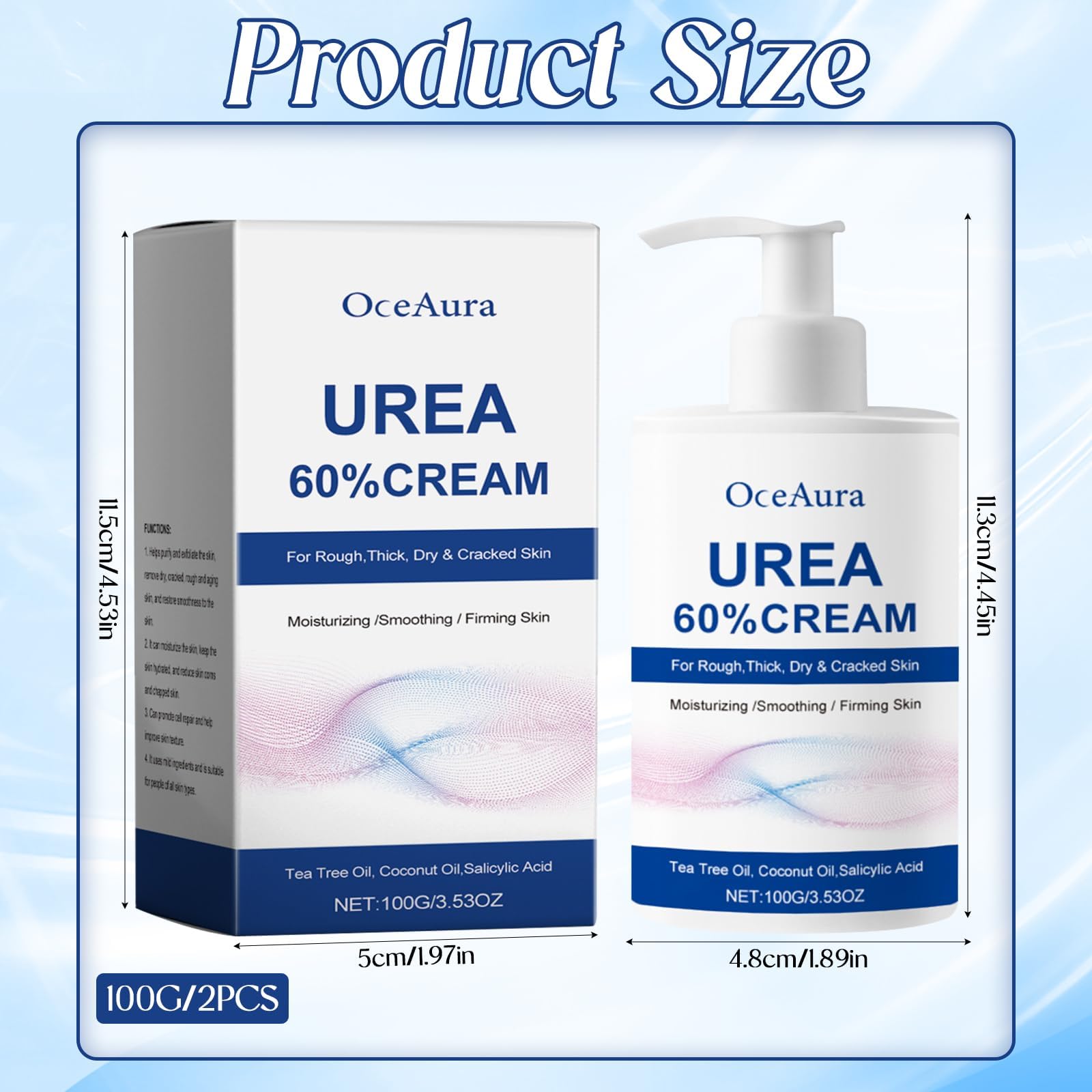 Crema Urea 2PCS, Urea Piedi, Piedi Arricchita con, Crema piedi secchi screpolati, per Mani, Talloni, Gomiti, Unghie e Ginocchia