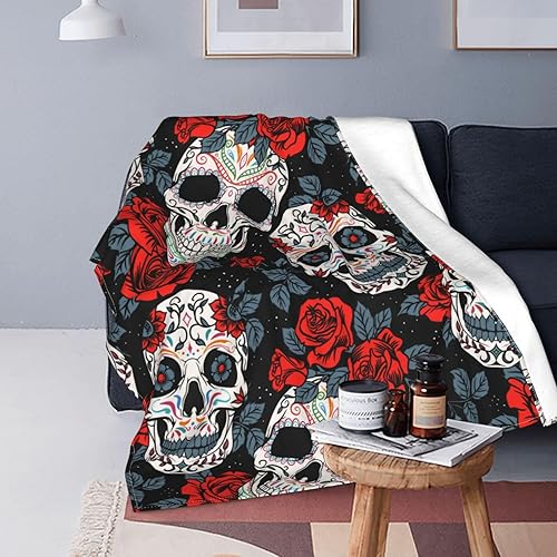 Miniatura 7 de BLUBLU Manta de franela de forro polar, manta ligera y acogedora de felpa para dormitorio, sala de estar, sofá, sofá, rosa calavera, 50 x 40 pulgadas