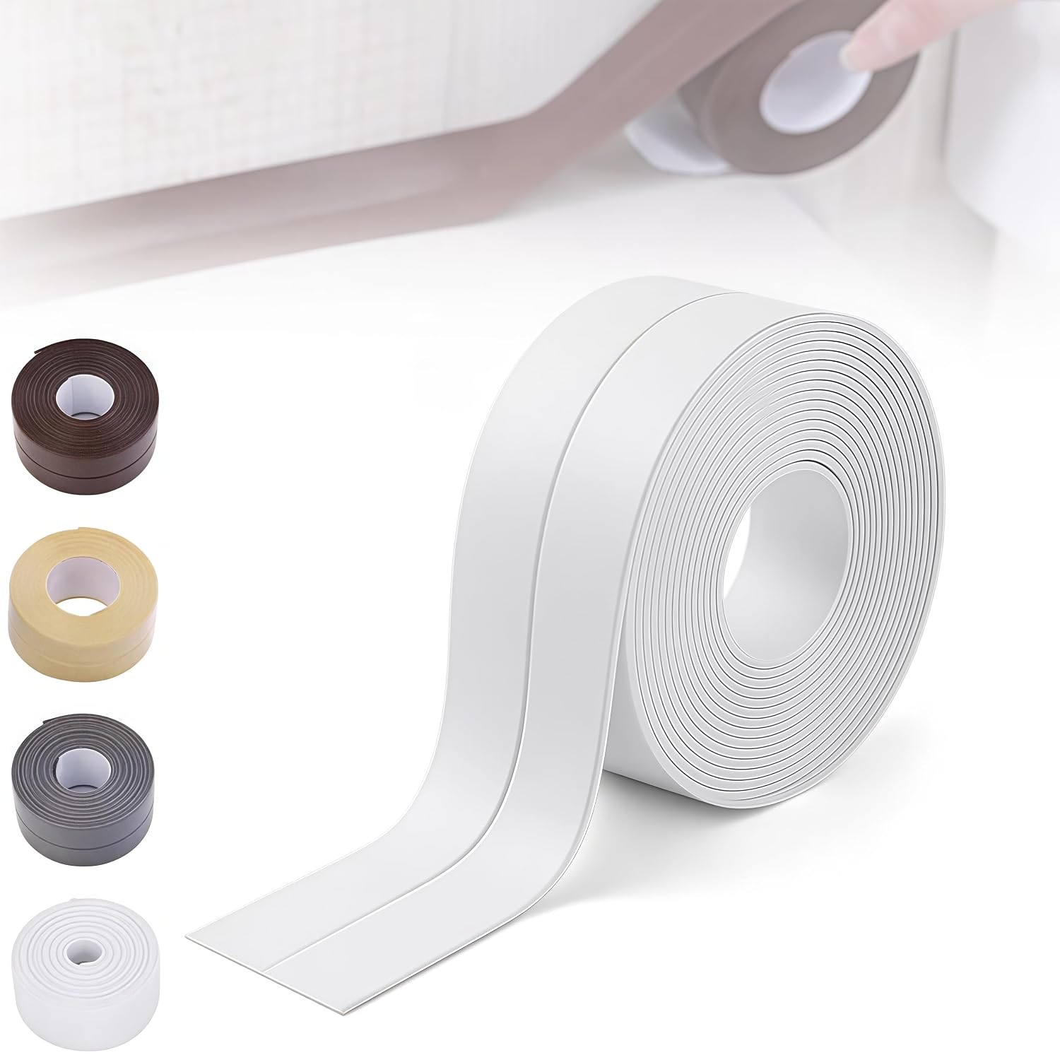 2025 Upgraded Waterproof Sealing Tape, Suitable for Waterproof Sealing Strips in bathrooms, Toilets and bathtubs. (White, 0.87IN-10.5FT)