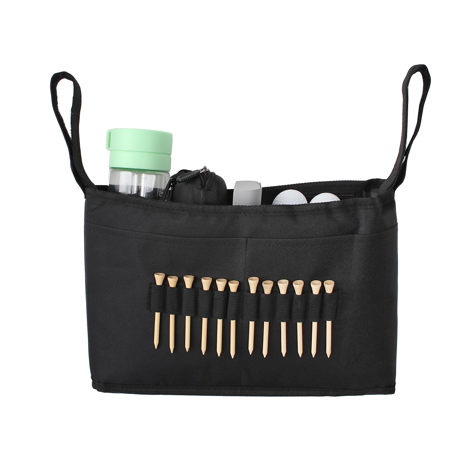 Golf Push Cart Organizer -Accessory with Storage Bag with Multiple Pockets No-Drilling Pouch, Adjustable Drink Holder for Men