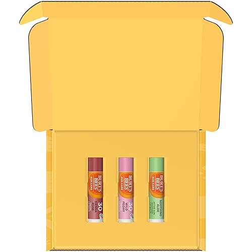 Miniatura 6 de Burt's Bees Paquete de bálsamo labial Sun Care, bálsamo labial teñido SPF 30, hidratante resistente al agua, peonía silvestre, rosa siena, 3 tubos,