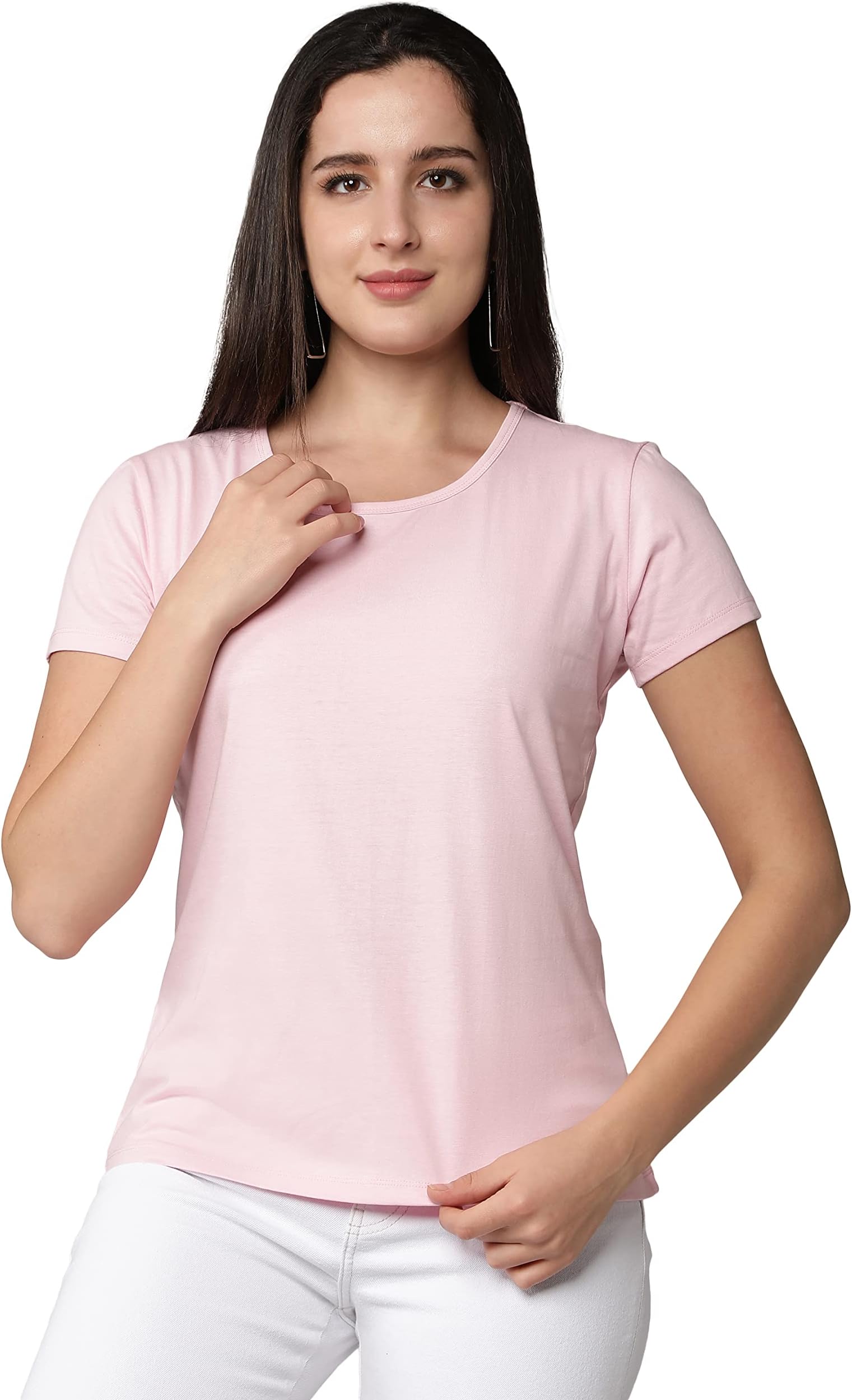 Club A9Women's Cotton Regular Fit Half Sleeves Solid Plain T-Shirt (WRNT_1200)