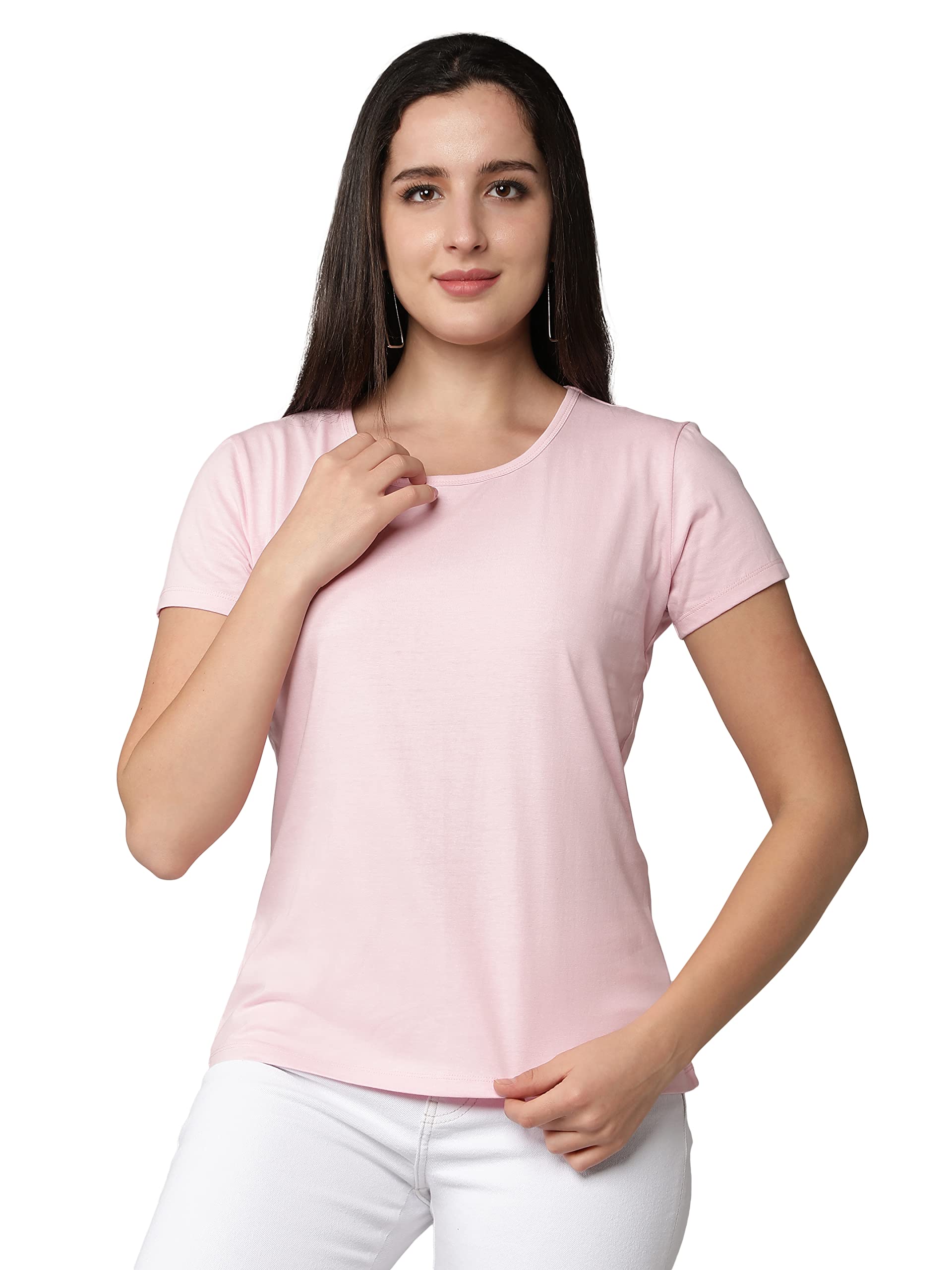 Club A9Women's Cotton Regular Fit Half Sleeves Solid Plain T-Shirt (WRNT_1200)