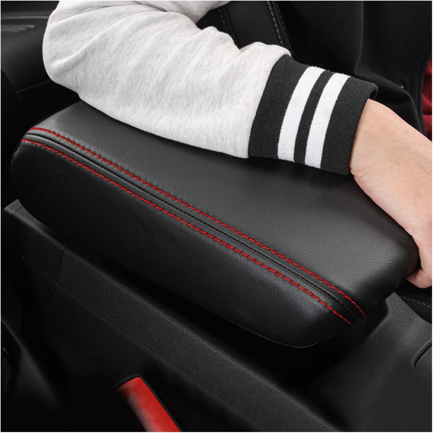 LFOTPP Central Console Pad Armrest Box Cover Fit 2021+ A*UDI A3 8Y Cover Car Armrest Cover Auto Center Console Pad (Red)