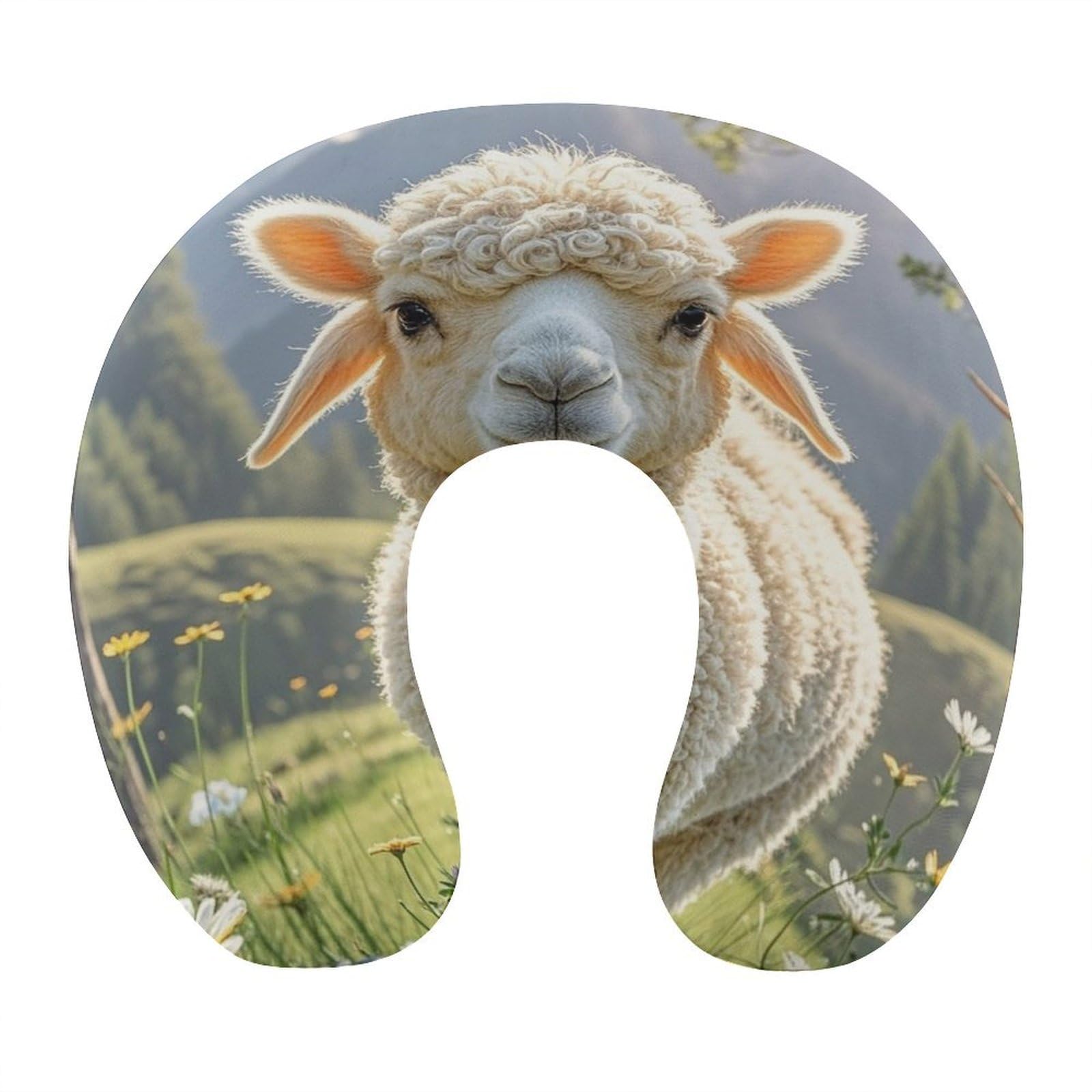 FekiLoot Lamb Travel Pillow U Shaped Neck Pillow Comfortable Memory Foam Pillow Portable Soft Headrest Lightweight Neck and Head Support for Planes Trains Self-Driving Cars