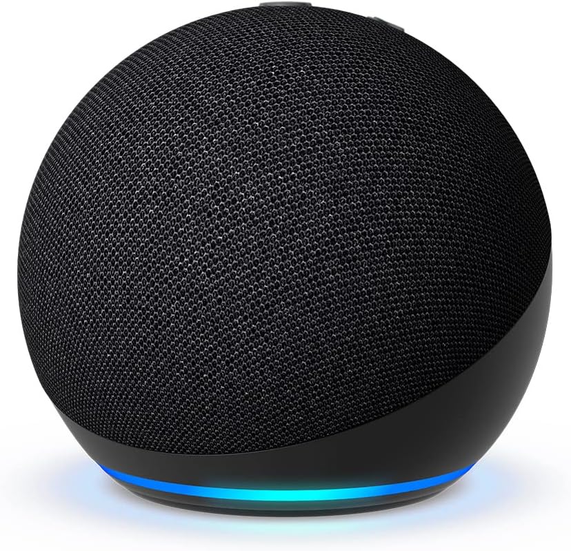 Echo Dot (5th Gen) | smart bluetooth speaker with vibrant sound and Alexa | Use your voice to control smart home devices, play music or the Quran, and more (speaks English & Khaleeji) | Charcoal