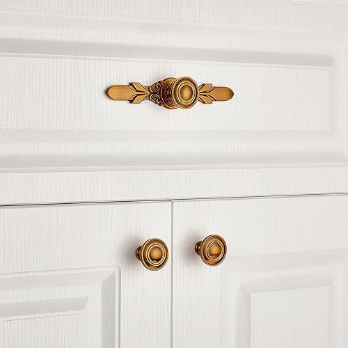 Miniatura 7 de Aandxomk - Juego de 10 pomos de latón antiguo de 1.25 pulgadas, herrajes de gabinete de cocina, puerta de armario, cajón de metal, escritorio,