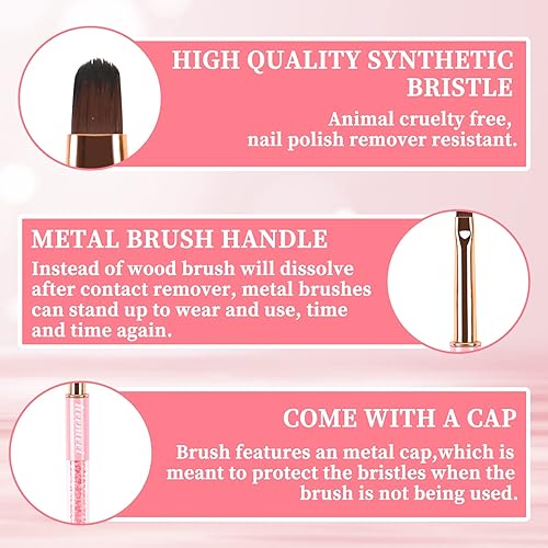 Miniatura 3 de Juego de 3 pinceles de uñas de gel UV ovalados, angulares y planos, mango de diamantes de imitación, herramientas profesionales para diseño de arte