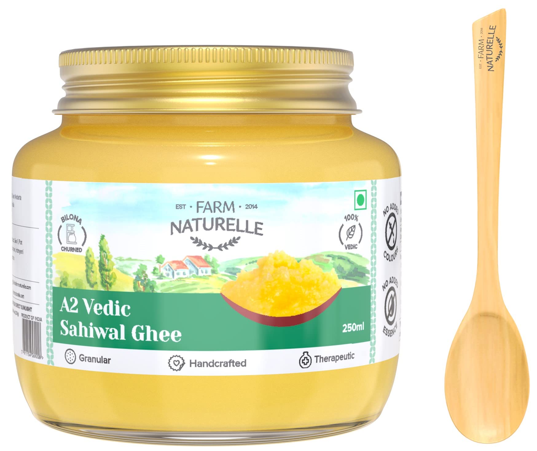 Farm Naturelle A2 Pure Ghee 200ml+50ml Extra In Glass Bottle | Extra Engraved Virgin Wooden Spoon | 100% Desi Sahiwal Cow Ghee | Vedic Bilona Method-Curd Churned-Golden | Lab Tested Grainy & Aromatic, Keto Friendly | Non-GMO Grassfed, Premium & Tradi (B0BC3Q7W8H) Amazon Price History, Amazon Price Tracker