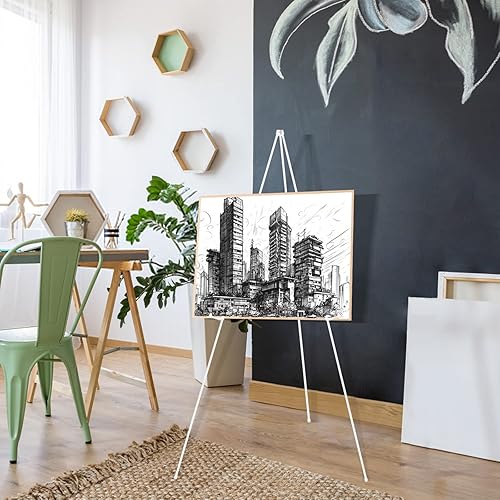 Miniatura 7 de Soporte de caballete para exhibición, caballete blanco para letrero de boda, caballete plegable de 63 pulgadas, soporte de suelo para letrero,