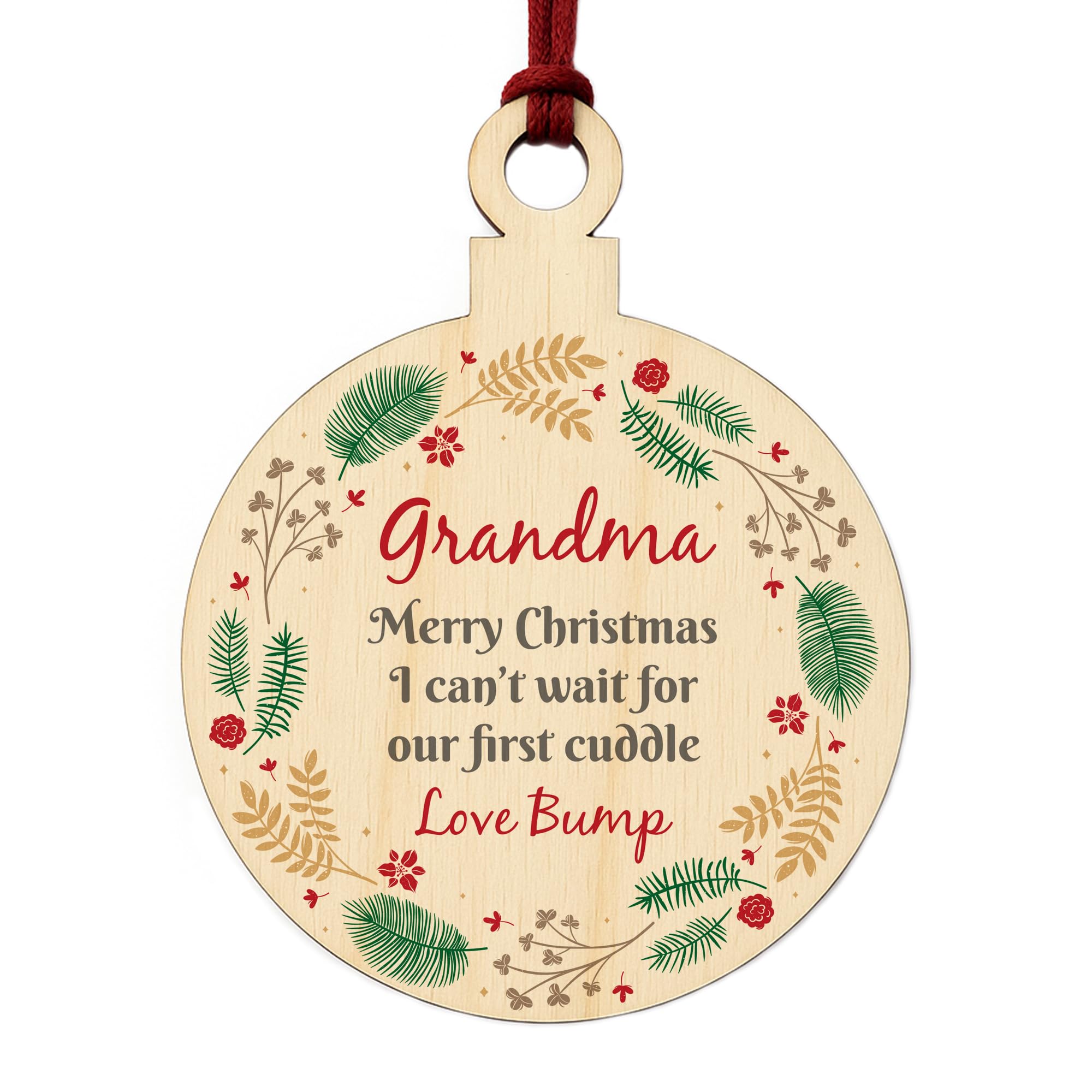 Red Ocean Merry Christmas Grandma To Be From Bump Wooden Bauble For New Grandma Christmas Tree Decoration Baby Bump Beautiful Keepsake