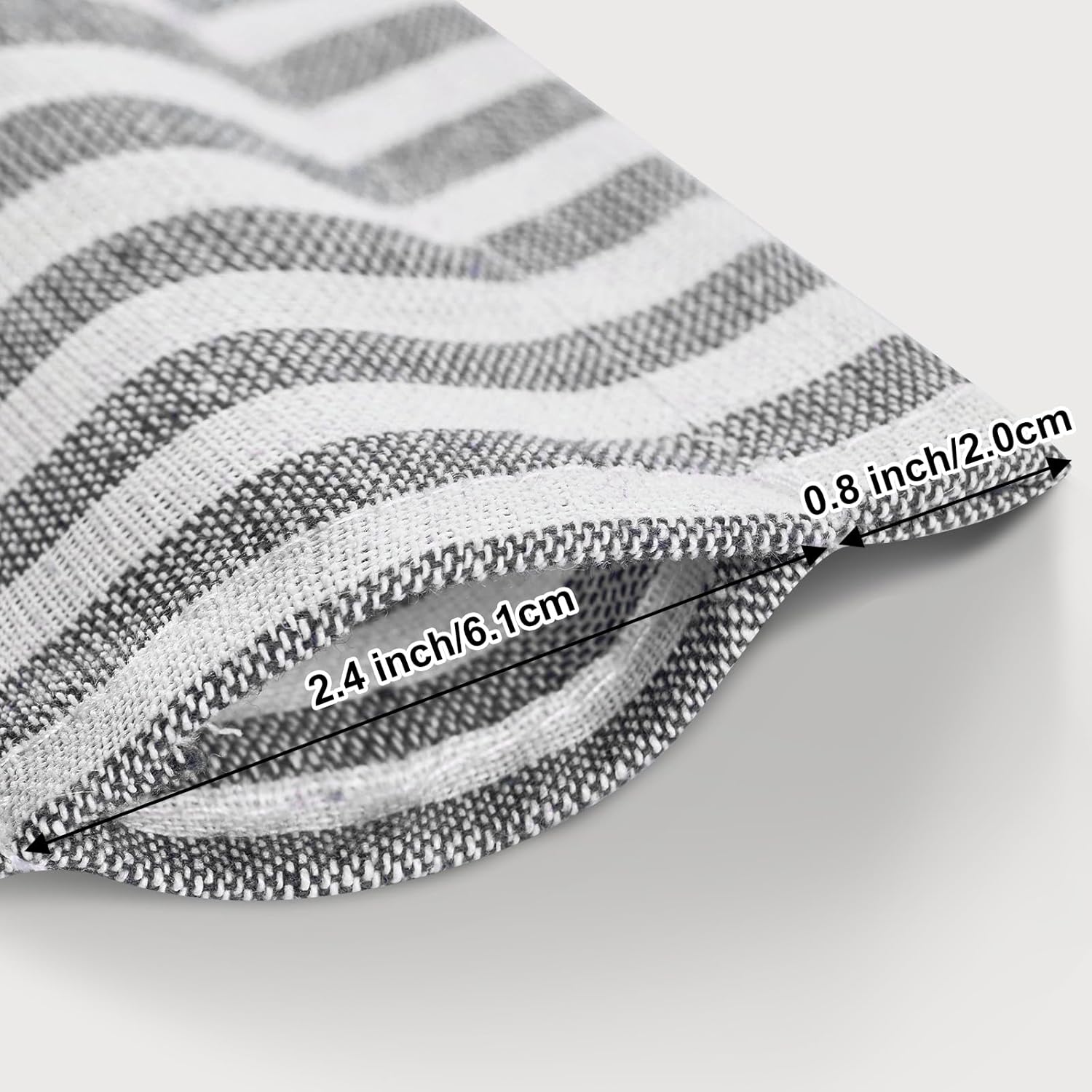 ASPMIZ Farmhouse Valances for Windows, Cotton Linen Kitchen Curtains Valances with Rustic Buttons, Grey Striped Window Valance for Living Room, Boho Valance Curtains for Bathroom, 52 x 18 Inches