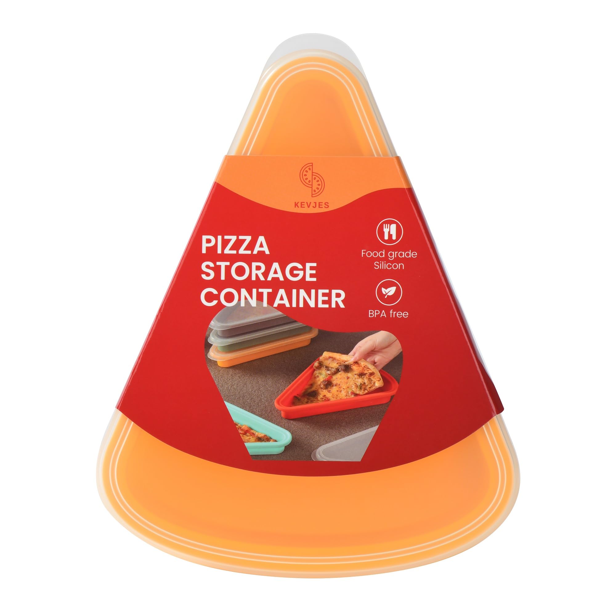 Contenedor de almacenamiento de silicona reutilizable para rebanadas de pizza con tapas herméticas, sin BPA, se adapta a rebanadas individuales de hasta 16 pulgadas, ahorra espacio, organizador