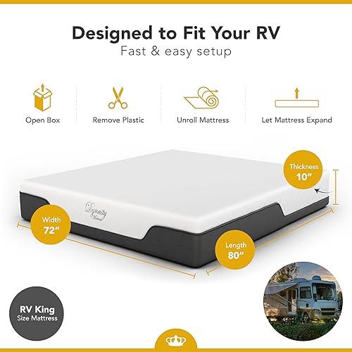 Miniatura 3 de DynastyMattress Colchón de espuma viscoelástica de 10 pulgadas CoolBreeze colchón de tamaño king para autocaravana