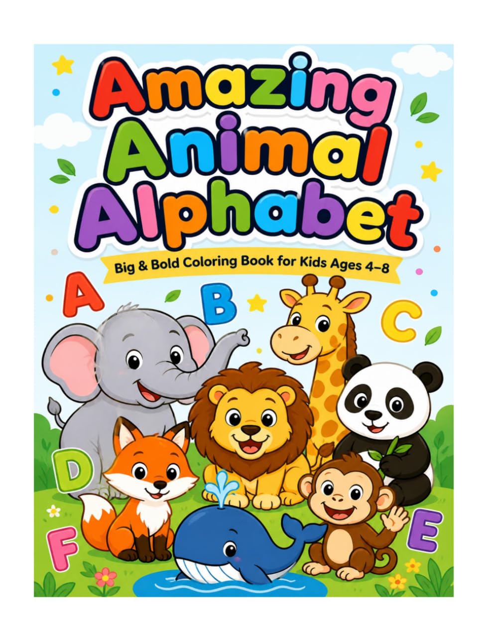 Amazing Animal Alphabet: Big & Bold Coloring Book for Kids Ages 4–8